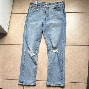 Levi's Wedgie Straight Jeans Women's 31 High Rise Blue Denim Button Fly